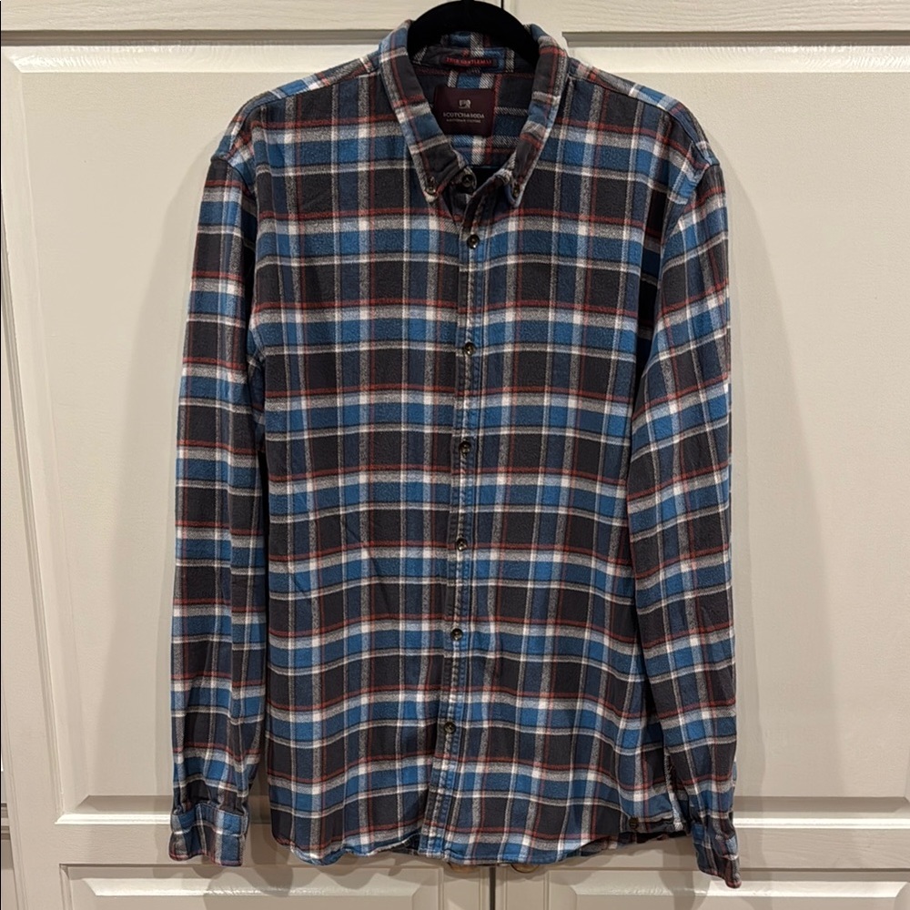 Scotch & Soda Casual Button Down Shirt Blue and Red